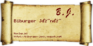 Biburger Júnó névjegykártya